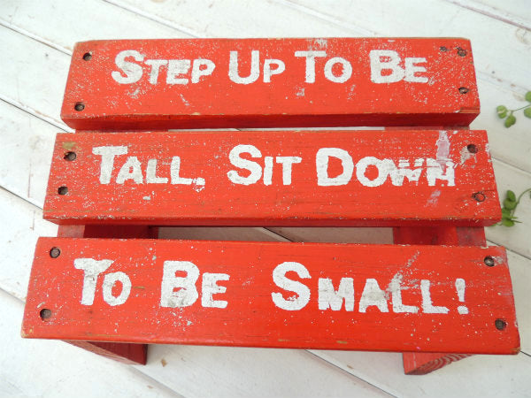 USA!英文字入りの赤色・ヴィンテージ・木製ステップスツール/踏み台/子供イス