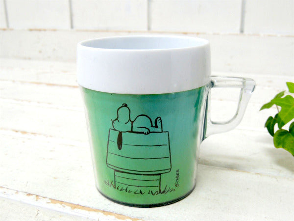 【スヌーピー・I LOVE MY HOME 】メッセージ付き・ビンテージ・プラスティック・マグカップ