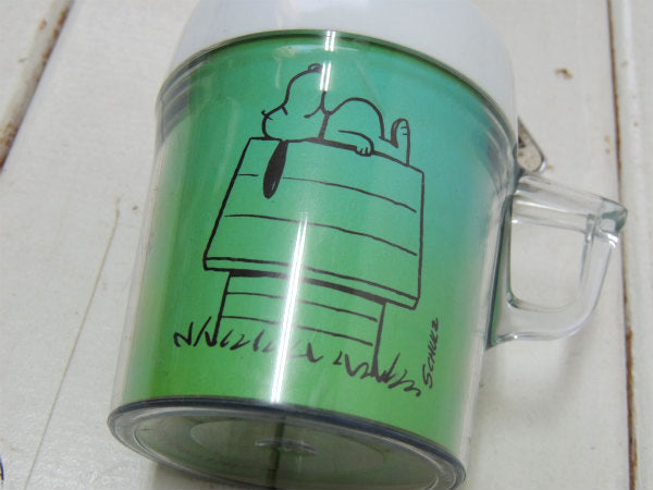 【スヌーピー・I LOVE MY HOME 】メッセージ付き・ビンテージ・プラスティック・マグカップ