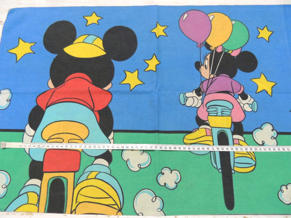 【ミッキー&ミニー】自転車&サイクリング柄&星柄・ヴィンテージ・ピロケース/枕カバー USA