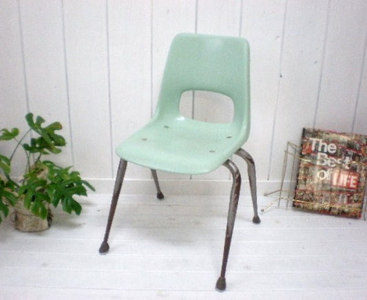 USA　Brunswick・スチール製ビンテージ・チェア(ブルー)