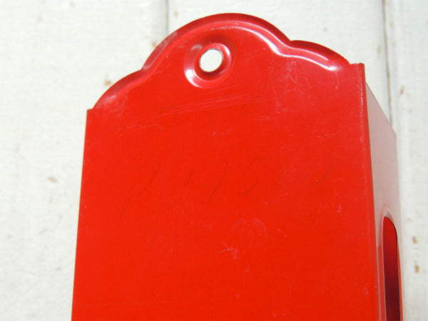 【フラワー・レトロデザイン】レッド・ティン製・アンティーク・マッチホルダー・缶