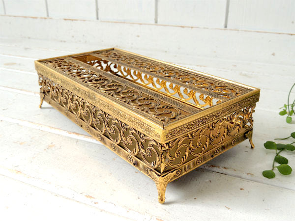 【Stylebuilt】花柄・ゴールド・猫足・ヴィンテージ・ティッシュケース ・ティッシュカバー