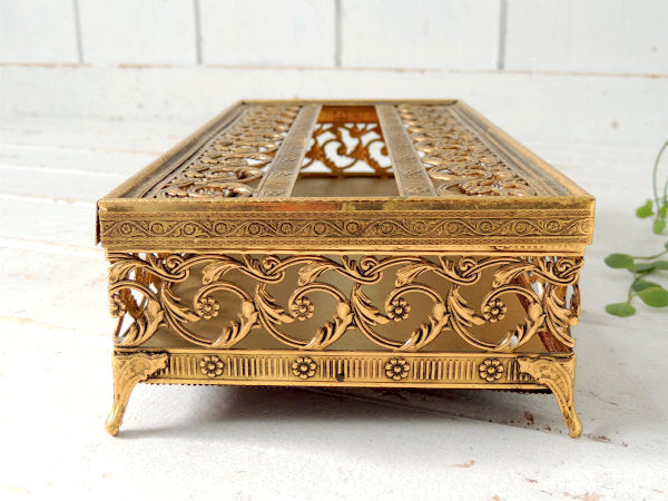 【Stylebuilt】花柄・ゴールド・猫足・ヴィンテージ・ティッシュケース ・ティッシュカバー