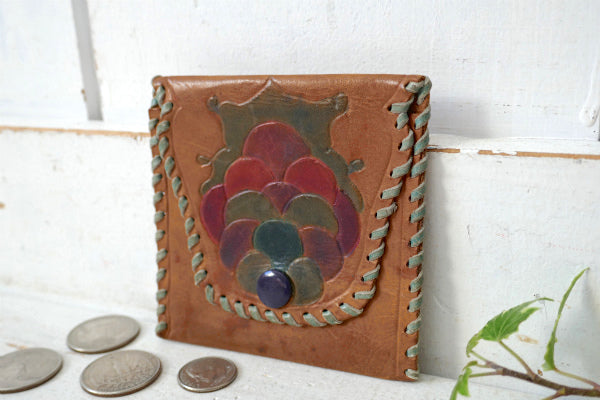 USF 型押し レザー カラフル模様 ヴィンテージ コインケース 小銭入れ 財布 ウォレット USA