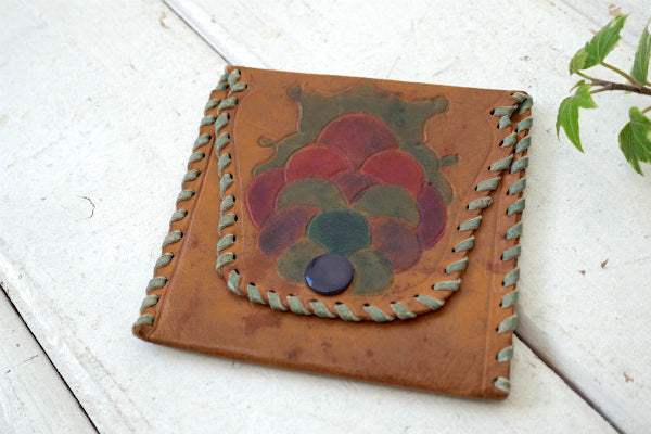 USF 型押し レザー カラフル模様 ヴィンテージ コインケース 小銭入れ 財布 ウォレット USA