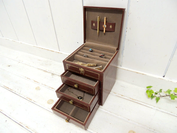 SWANK スワンク社 ブラウン 紳士用 アンティーク ジュエリーボックス 宝石箱 タイピン 腕時計 ウオッチケース