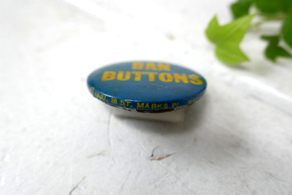 BAN BUTTONS メッセージ NYC アメリカンビンテージ ・缶バッジ・USA