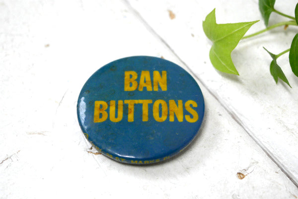 BAN BUTTONS メッセージ NYC アメリカンビンテージ ・缶バッジ・USA
