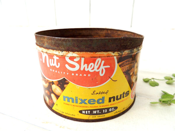 【キャラクター/Mr.Shiny Fresh/mixed nuts】ブリキ製・ヴィンテージ・ナッツ缶