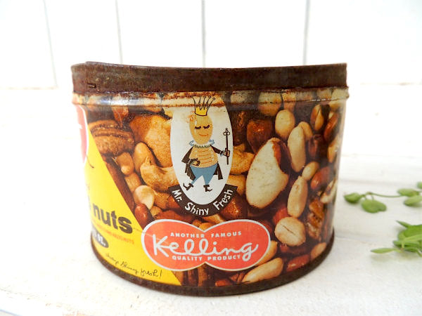 【キャラクター/Mr.Shiny Fresh/mixed nuts】ブリキ製・ヴィンテージ・ナッツ缶