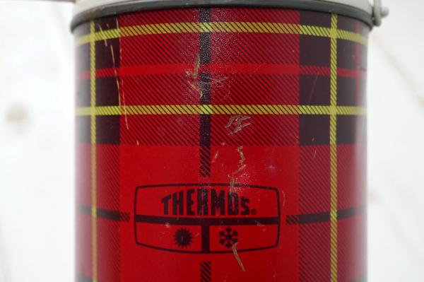 THERMOS サーモス 赤色 タータンチェック デッドストック 70s ヴィンテージ 魔法瓶 水筒