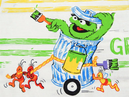 【セサミストリート】USA!ペンキ柄・ヴィンテージ・ユーズドシーツ(1/2)