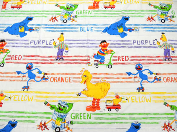 【セサミストリート】USA!ペンキ柄・ヴィンテージ・ユーズドシーツ(1/2)