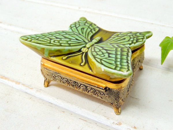 バタフライ型・脚付きの小さなヴィンテージ・ジュエリーボックス/宝石箱/アクセサリーケース