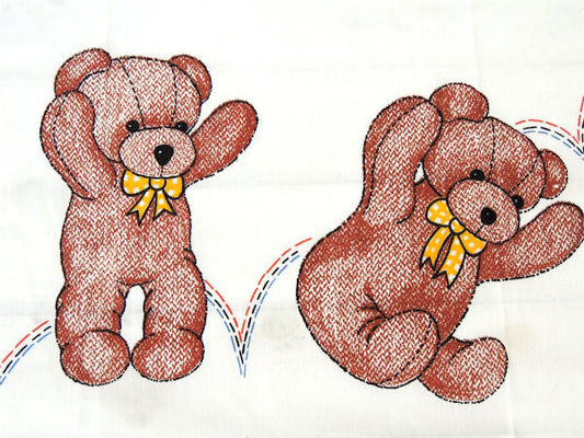 リボンを付けたテディベア・デッドストック・ヴィンテージ・ベッドシーツ(ボックスタイプ) USA