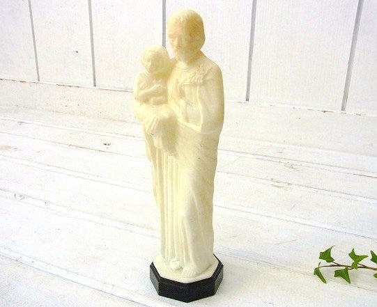 【聖ヨセフ&ジーザス像】ヴィンテージ・キリスト・教会・USA・オブジェ・置物