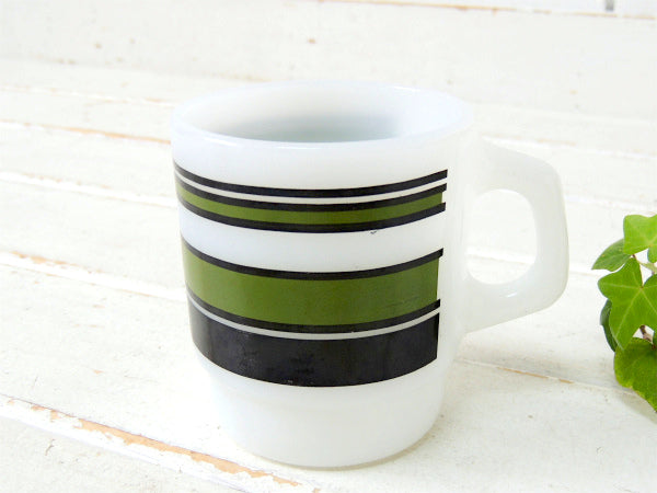 Fire King スーパーストライプ・緑・ファイヤーキング・マグカップ スタッキングマグ USA