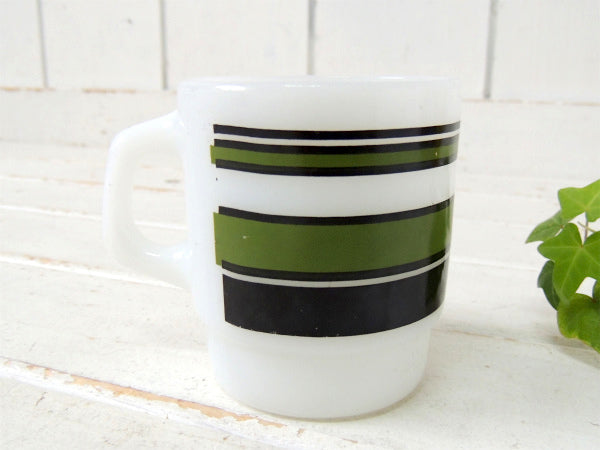 Fire King スーパーストライプ・緑・ファイヤーキング・マグカップ スタッキングマグ USA