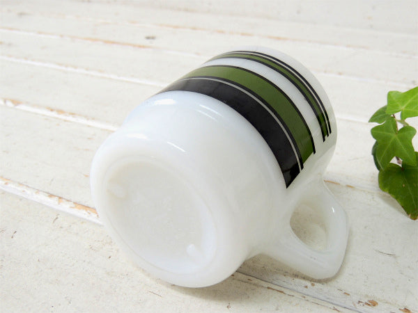 Fire King スーパーストライプ・緑・ファイヤーキング・マグカップ スタッキングマグ USA