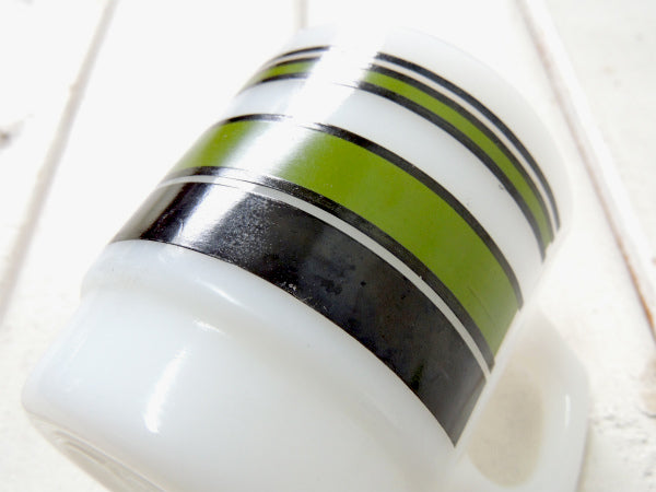 Fire King スーパーストライプ・緑・ファイヤーキング・マグカップ スタッキングマグ USA