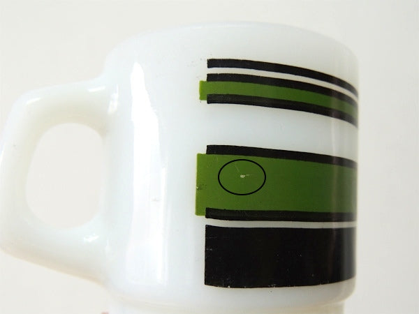 Fire King スーパーストライプ・緑・ファイヤーキング・マグカップ スタッキングマグ USA