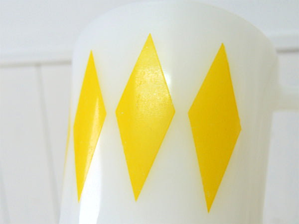 【Fire King】ファイヤーキング・イエロー・ダイヤ・Dハンドル・マグカップ/50's