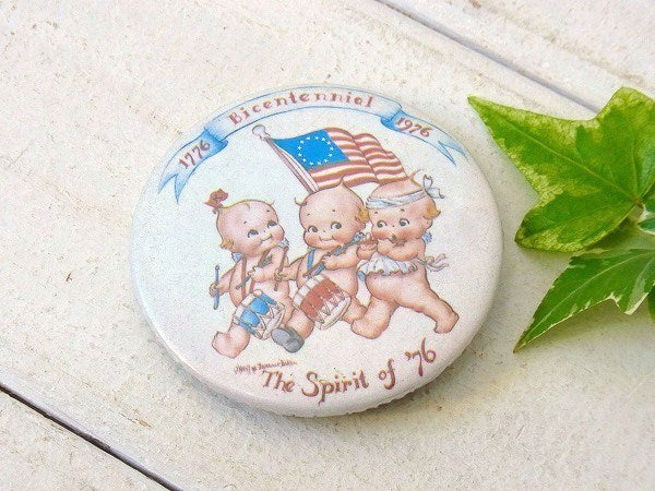 【キューピー&星条旗】1976's  ヴィンテージ・缶バッジ・USA