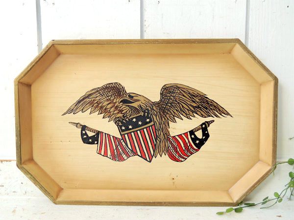 NASHCO イーグル・ハンドペイント・メタル製・ヴィンテージ・サービングトレイ・トレイ・お盆