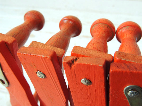 【レトロポップ】オレンジ色・木製・ジャバラ式・ヴィンテージ・ハットラック/コートフック USA