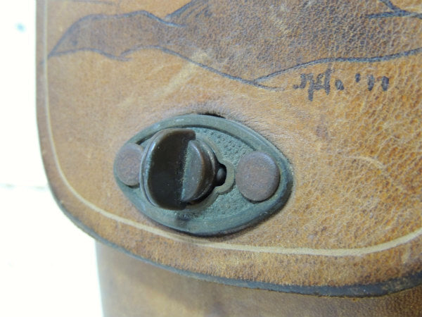 【サンライズ柄・革・70's】ヴィンテージ・ベルトポーチ・ウエストポーチ・バッグ・バイカー