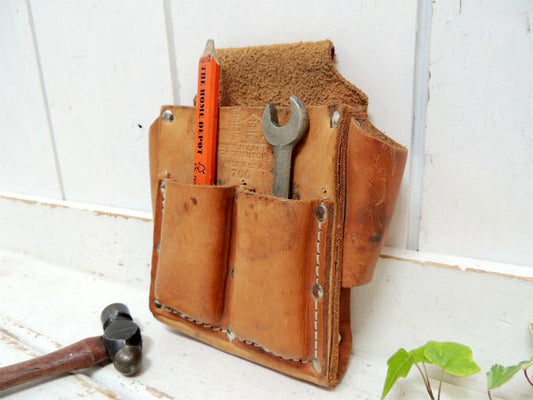 アドバタイジング・レザー製・5ポケット・ツールポーチ/DIY/工具エプロン USA