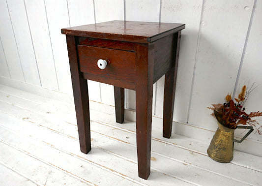 US レトロモダン 木製 組み木 アンティーク ベッドサイドテーブル 机 ナイトテーブル 引き出し