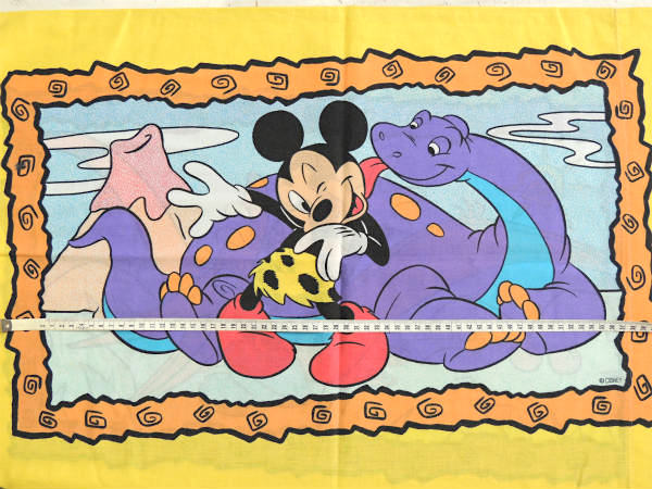 【ミッキーマウス&ミニーマウス】ディズニー・カラフル恐竜柄・ヴィンテージ・ピローケース・枕カバー