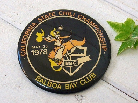 【1978y/CA/CHILI/CHAMPIONSHIP】大きな・ビンテージ・缶バッジ・USA