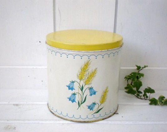 USA　小麦&花柄・ヴィンテージ・ブリキ製キャニスター4