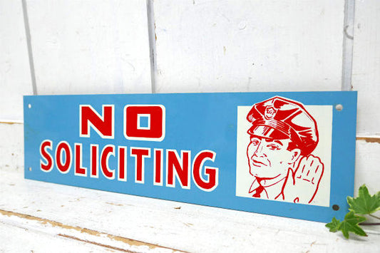 NO SOLICITING 勧誘&セールスお断り ヴィンテージサイン 看板 ミッドセンチュリー  USA デッドストック