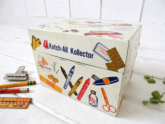 【Katch-All Kollector】文具や雑貨のイラスト入り・ヴィンテージ・収納缶/ティン缶