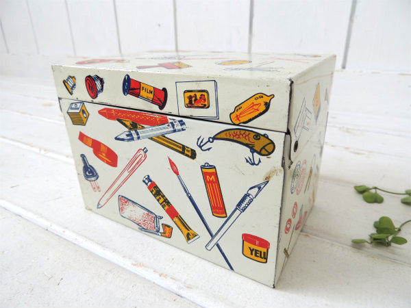 【Katch-All Kollector】文具や雑貨のイラスト入り・ヴィンテージ・収納缶/ティン缶