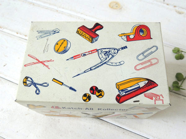 【Katch-All Kollector】文具や雑貨のイラスト入り・ヴィンテージ・収納缶/ティン缶