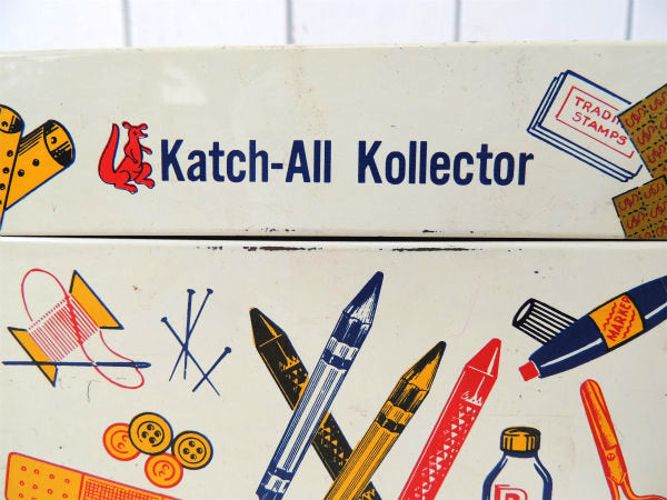 【Katch-All Kollector】文具や雑貨のイラスト入り・ヴィンテージ・収納缶/ティン缶