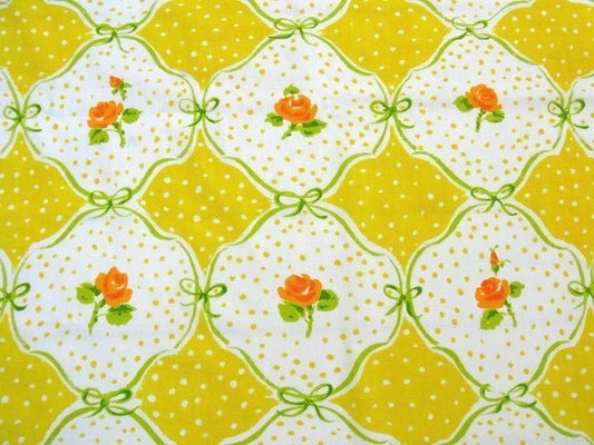 花柄&リボン柄・ヴィンテージ・ユーズドシーツ(フラットタイプ)USA