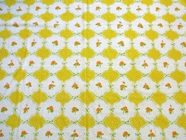 花柄&リボン柄・ヴィンテージ・ユーズドシーツ(フラットタイプ)USA