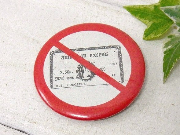 USA Credit card クレジットカード 停止マーク ヴィンテージ 缶バッジ