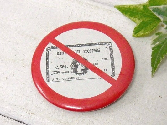 USA Credit card クレジットカード 停止マーク ヴィンテージ 缶バッジ