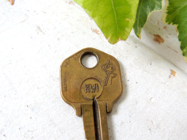 【NATIONAL KEY・KV1・ナショナル】ヴィンテージ・鍵・キー・真鍮製・ロゴ・キャラクター
