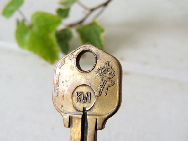 【NATIONAL KEY・KV1・ナショナル】ヴィンテージ・鍵・キー・真鍮製・ロゴ・キャラクター