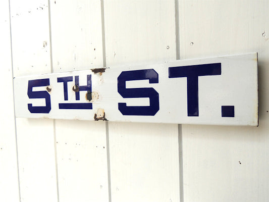 5TH ST. ホーロー製・ヴィンテージ・ストリートサイン USA 看板 道路標識 CALIF