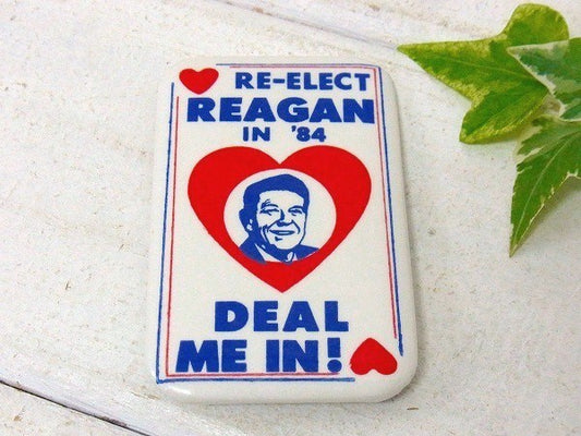 レーガン大統領 '84 ハート ヴィンテージ 缶バッジ USA  ファッション・アクセサリー