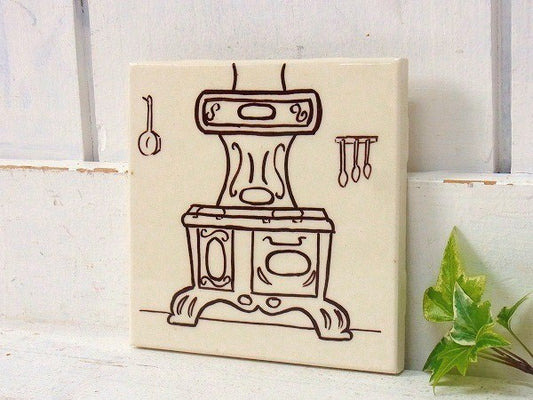 【GENERAL TILE】キッチンストーブ柄・デッドストック・アンティーク・タイル/鍋敷きⅡ